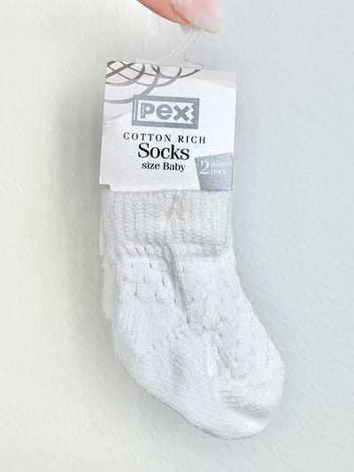 Pex White Dotty Socks - 2 Pack
