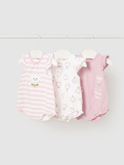 Mayoral Baby Girl Pink Tulip Rompers - 3 Pack