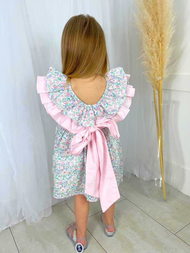 Floral Frill Dress with Bow Back