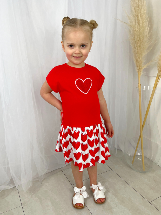 Toddler Girl Red & White Heart Dress