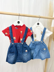 Mayoral Baby Boy Teddy Top and Denim Dungaree Outfit Set - 2 Colours