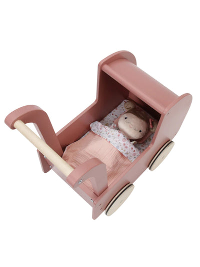 Wooden Doll Pram with Baby Doll
