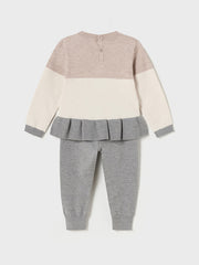 Mayoral Toddler Girl Beige & Grey Knitted Outfit Set