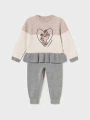 Mayoral Toddler Girl Beige & Grey Knitted Outfit Set