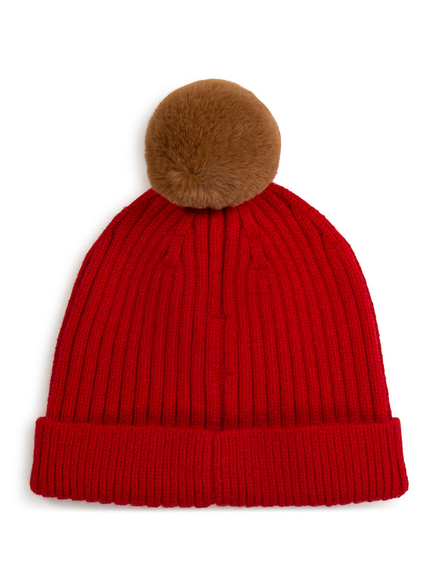 Timberland Red Pom Pom Hat
