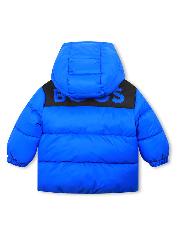 BOSS Blue Hooded Puffer Jacket