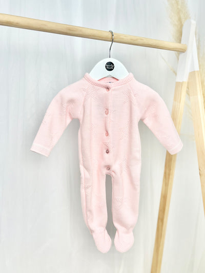 Pink Knitted Star Babygrow