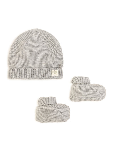 Grey Knitted Hat & Booties Set
