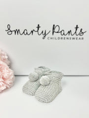 Knitted Pom Pom Booties - 4 Colours