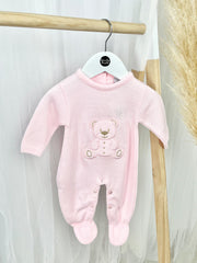 Baby Girl Pink Knitted Teddy Babygrow