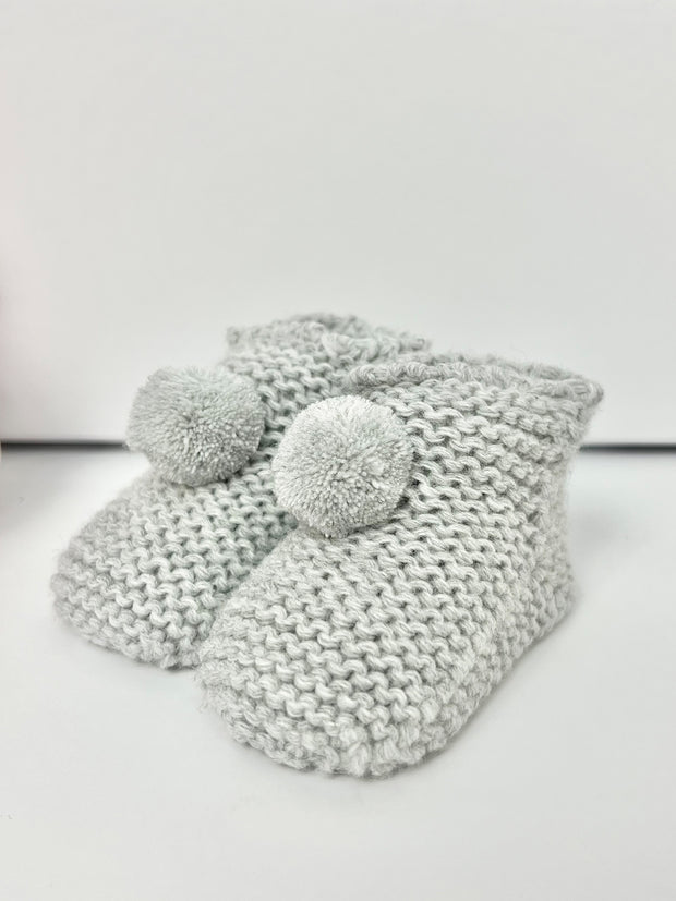 Knitted Pom Pom Booties - 4 Colours