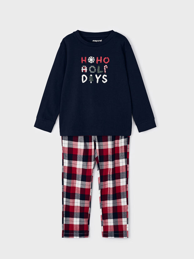 Mayoral Junior Boy Navy & Check Christmas Pyjama Set