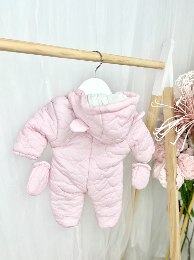 Pink Heart Quilted Snowsuit