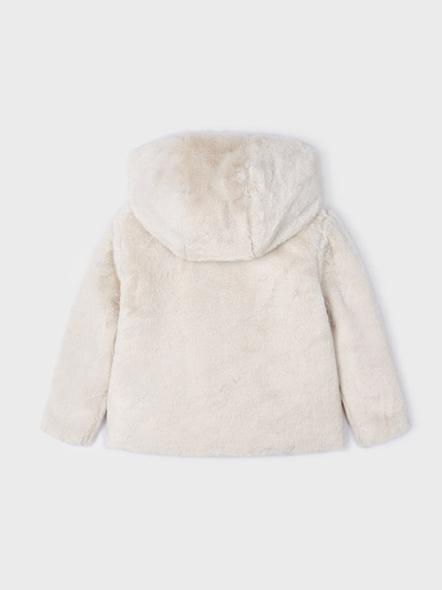 Mayoral Junior Girl Cream Fur Coat