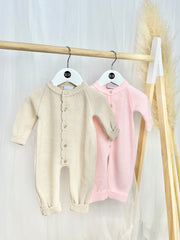 Beige Footless Knitted Babygrow