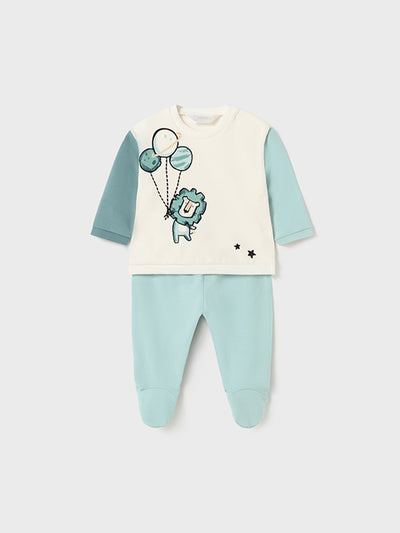 Mayoral Baby Boy Green & Cream Lion Outfit Set