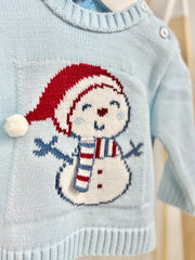 Blue Snowman Knitted Jumper