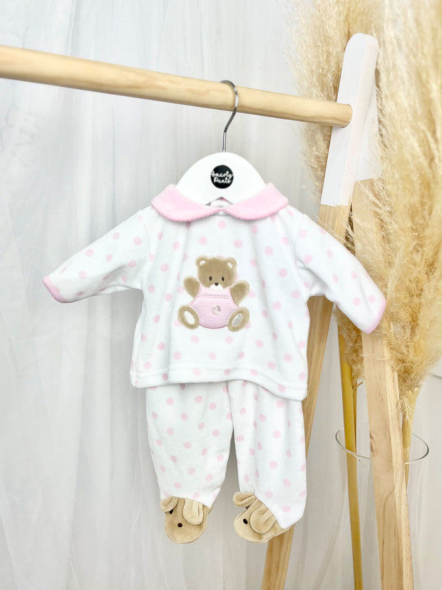 Dotty Teddy Velour Outfit Set - 2 Colours