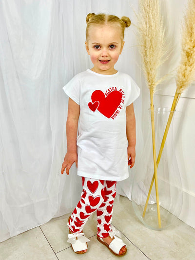 Toddler Girl Red & White Heart Legging Set