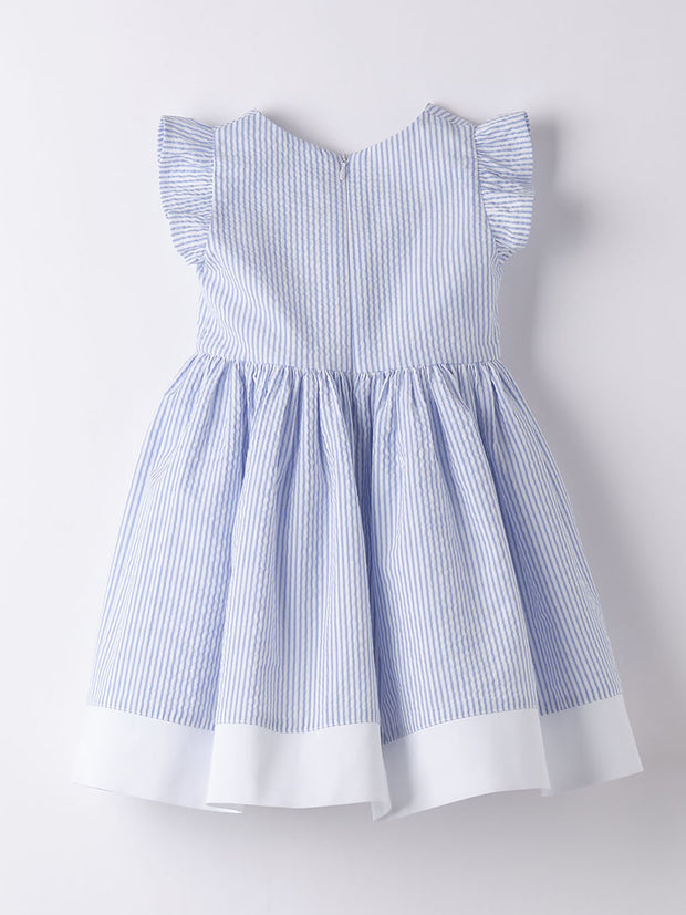 Blue & White Stripe Bow Dress
