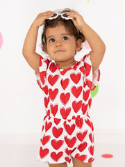 Toddler Girl Red & White Heart Playsuit
