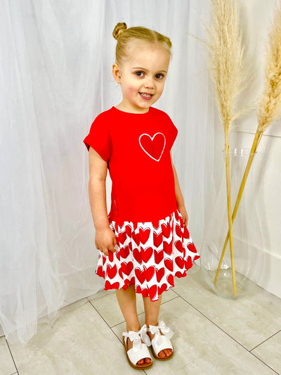 Toddler Girl Red & White Heart Dress