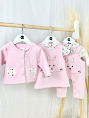 Pink & Floral Flopsy Bunny Pinafore Outfit Set