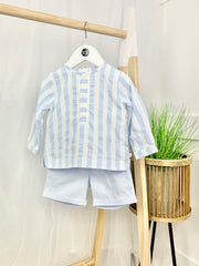 Toddler Boy Stripe Top & Blue Short Set
