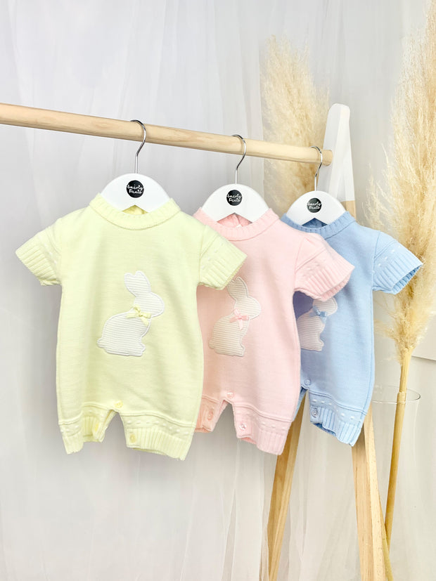 Baby Boy Blue Knitted Bunny Romper