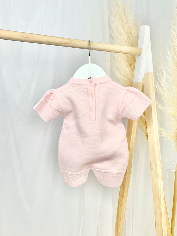 Baby Girl Pink Knitted Bunny Romper