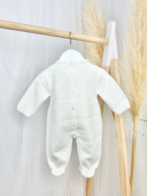 White Knitted Bunny Babygrow