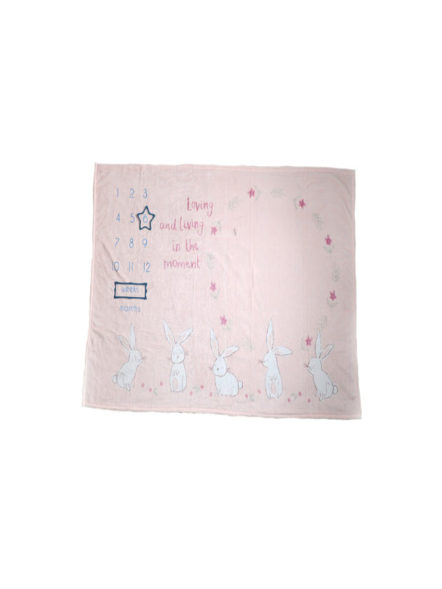 Pink Bunnies Milestone Blanket