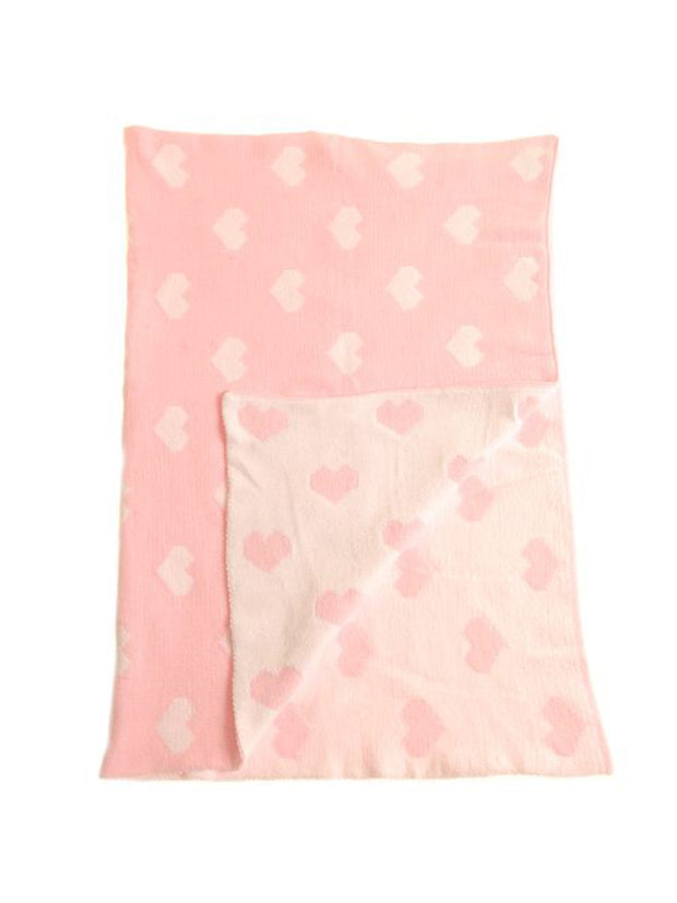 Pink & White Hearts Chenille Blanket