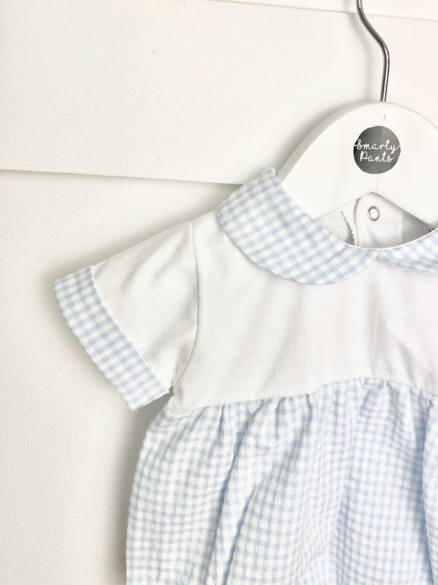 Blue and White Gingham Romper