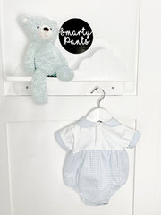 Blue and White Gingham Romper