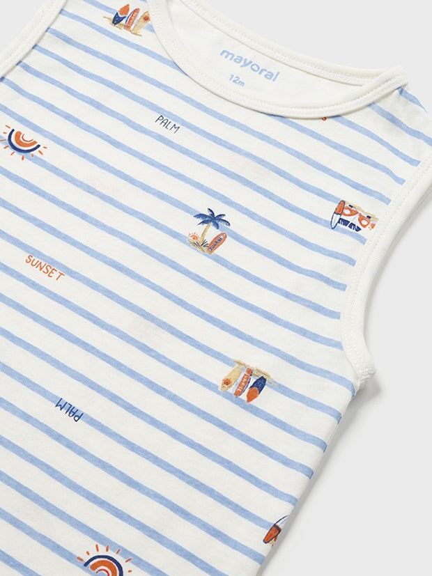 Mayoral Toddler Boy Blue and Orange Stripe Surf Pyjamas