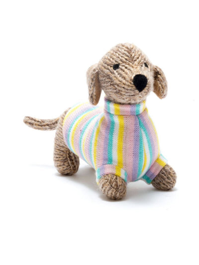 Knitted Sausage Dog With Pastel Jumper