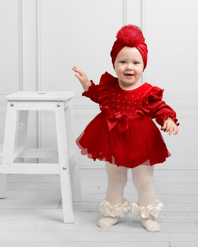Caramelo Kids Baby Girl Red Tulle Dress (0M - 24M)