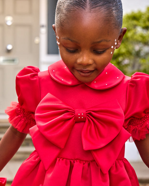 Caramelo Kids Girls Red Bow Dress (1Y - 6Y)