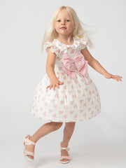 Caramelo Toddler Girl Summer Garden Dress With Pink Bow