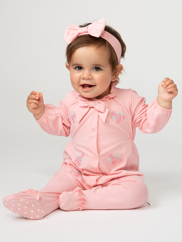 Caramelo Baby Girl Pink Summer Babygrow & Headband