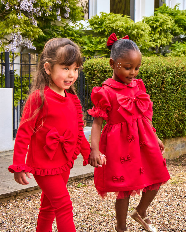 Caramelo Kids Girls Red Bow Legging Set (12M - 4Y)