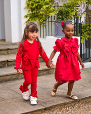 Caramelo Kids Girls Red Bow Legging Set (12M - 4Y)