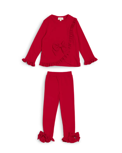 Caramelo Kids Girls Red Bow Legging Set (12M - 4Y)