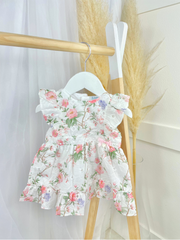 Mintini Toddler Girl White Floral Dress