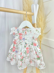 Mintini Toddler Girl White Floral Dress