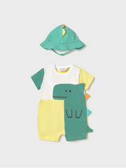 Mayoral Baby Boy Green Dinosaur Romper & Hat