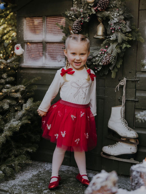 Name It Girls Red Tulle Reindeer Skirt (18M-6Y)