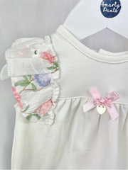 Mintini Baby Girl White Floral Short Set