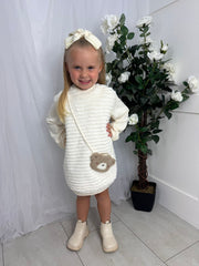 Mayoral Toddler Girl Cream Fur Dress & Bag (12M-4Y)